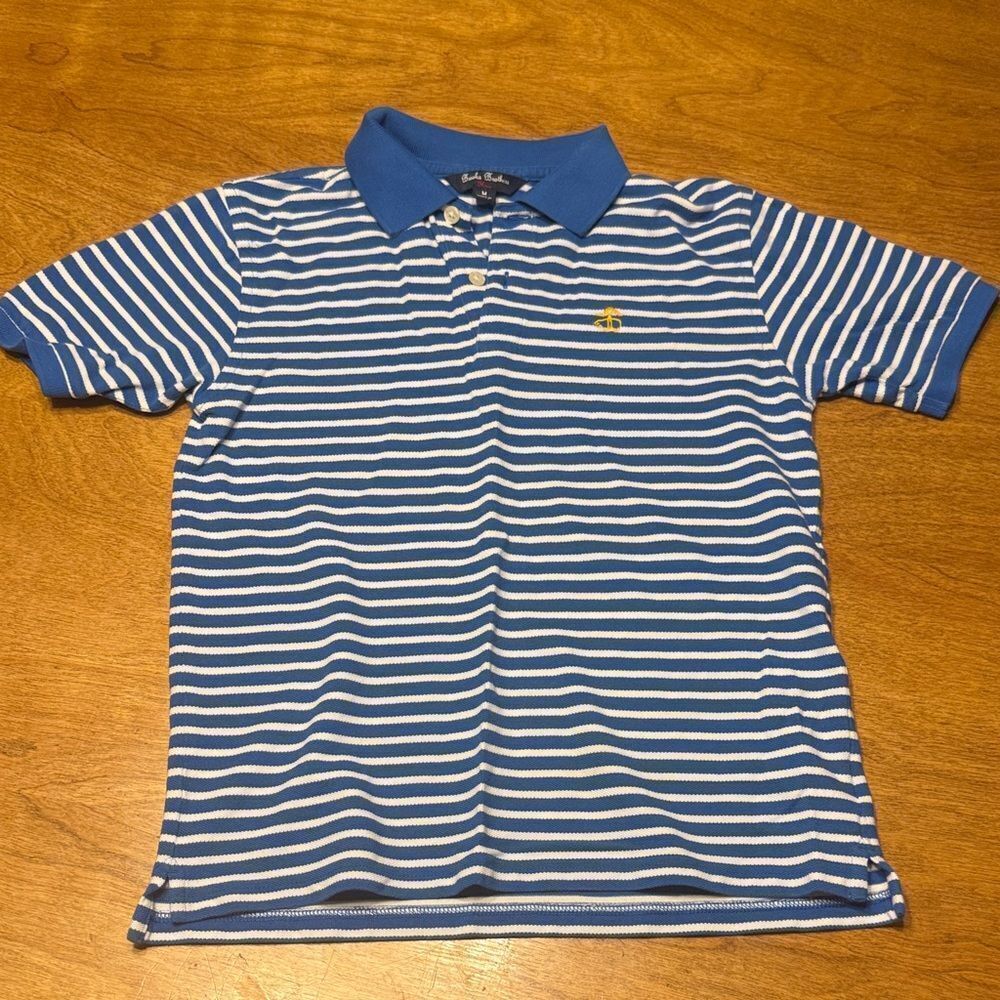 Brooks Brothers Kids Blue and White Striped Fleece Polo